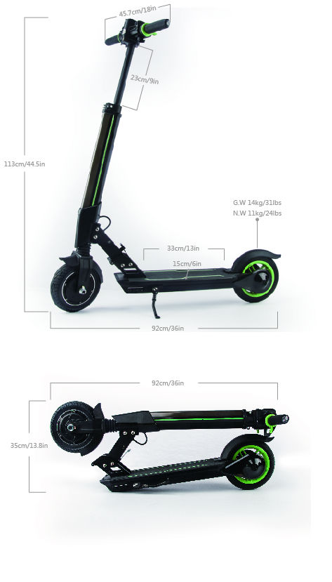 KooWheel ELECTRIC SCOOTER size measurements KooWheel ELECTRIC SCOOTER size measurements